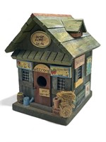 Super cute garden supply wooden bird house, 8” h