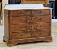 Louis Philippe Marble Top Walnut Commode.