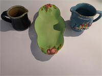Royal Winton Dish w/ 2 Unique Ceramic Mugs