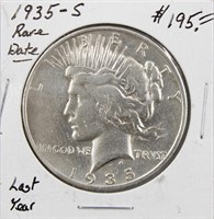 1935-S Silver Peace Dollar Coin Rare Date