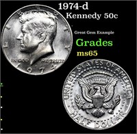 1974-d Kennedy Half Dollar 50c Grades GEM Unc