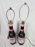 2 Budweiser Beer Bottle Lamps, No Shades
