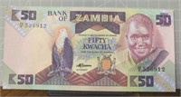 Uncirculated 50 kwacha Zambia banknote
