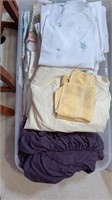 ROLLING TOTE OF SHEETS & LINENS