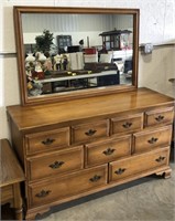 (AF) Wooden empire 9 drawer dresser with mirror