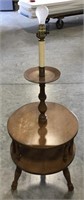 (AF) Wooden 3 tier end table, lamp combination
