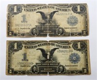 (2) 1899 $1 "BLACK EAGLE" SILVER CERTS