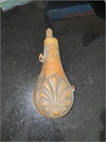 Antique Hand Tooled Copper Powder Horn