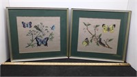 (2) Framed Needlepoint Butterfly Artwork