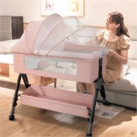 W7158 Adjustable Baby Bedside Bassinet Pink