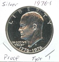 Silver 1976-S Proof Eisenhower Dollar - Type 1