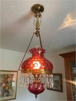 Ant. Victorian Ruby Red Hanging Lamp