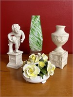 Pretty Porcelain & Czech Art Deco Glass Vase