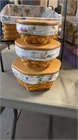 3PC NESTING SET OF LONGABERGER BASKETS W/ LIDS