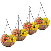 4 Pack Metal Hanging Planter Basket with Coco