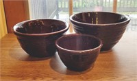 3 Pc Marcrest Stoneware Mixing Bowl set Ringed