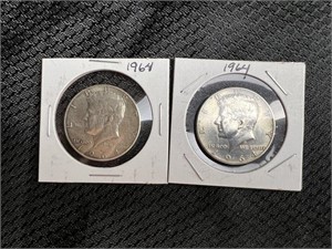 Pair of 1964 Silver Kennedy Half Dollars
