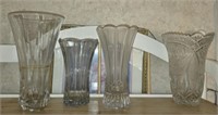 Estate Lot of 4 Glass Crystal Vases