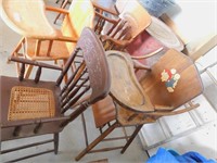 4 antique wooden high chairs