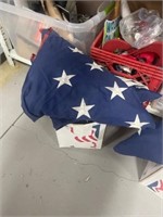 2-4x8 US FLAGS, ONE HAS A HOLE BOTH HAVE ROUGH END