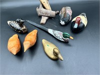 Lot of Assorted Duck Figurines, Antler Candelabra