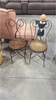 2 ANTIQUE WOOD AND METAL ICE CREAM CHAIRS