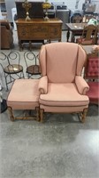 UPHOLSTERED WING CHAIR AND OTTOMAN 20"