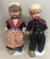 Dutch boy and girl compo dolls
