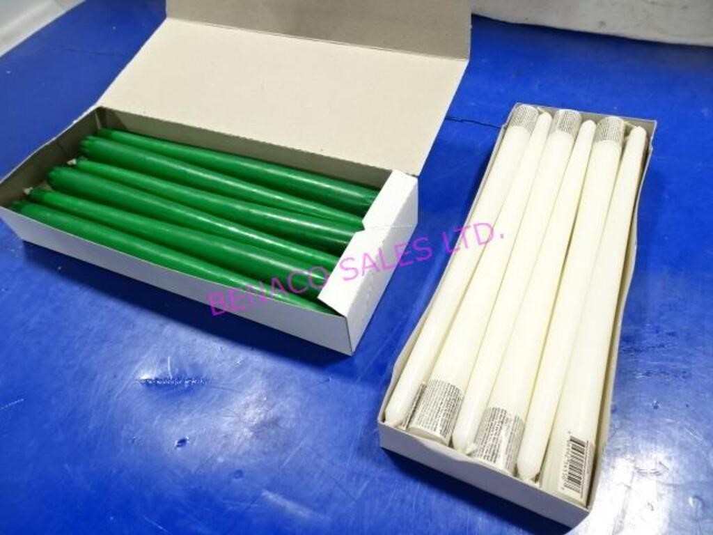 LOT,120PCS TALL CANDLE STICKS, 60 WHITE, 60 GREEN