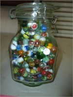 Vintage Marbles in Large Hermitico Glass Canister