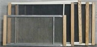 (5) Wood and Metal Framed Window Screens