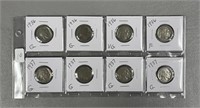 Eight Various Date Buffalo Nickels