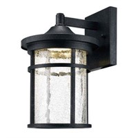 Aged Iron Outdoor LED Wall Lantern W/Crackle Glass