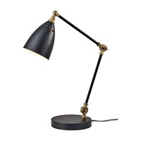 62.75 in. Black W. Antique Brass Shelf Floor Lamp