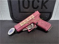 Glock G43X 9mm Pistol, Black Cherry & Roses