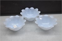 Set of Three Milk Glass Daisy Pattern Bowls