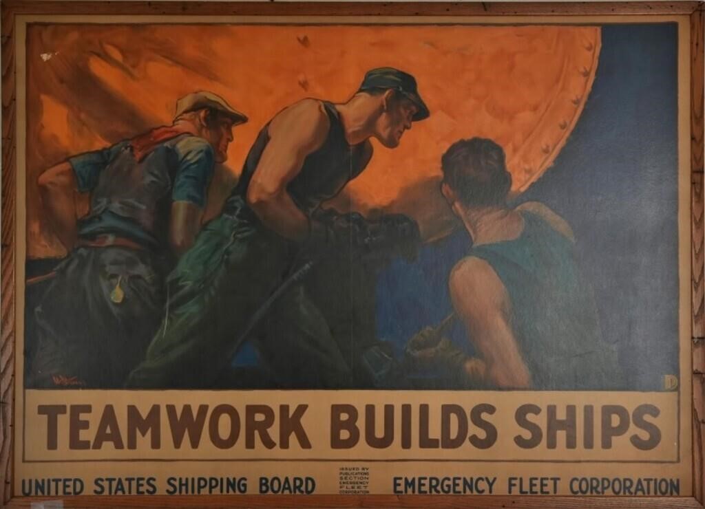 Industrial Revolution Teamwork builds ships Poster