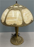 Slag Glass & Cast Base Table Lamp