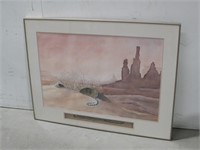 Frame Signed Water Color W/Necklace See Info