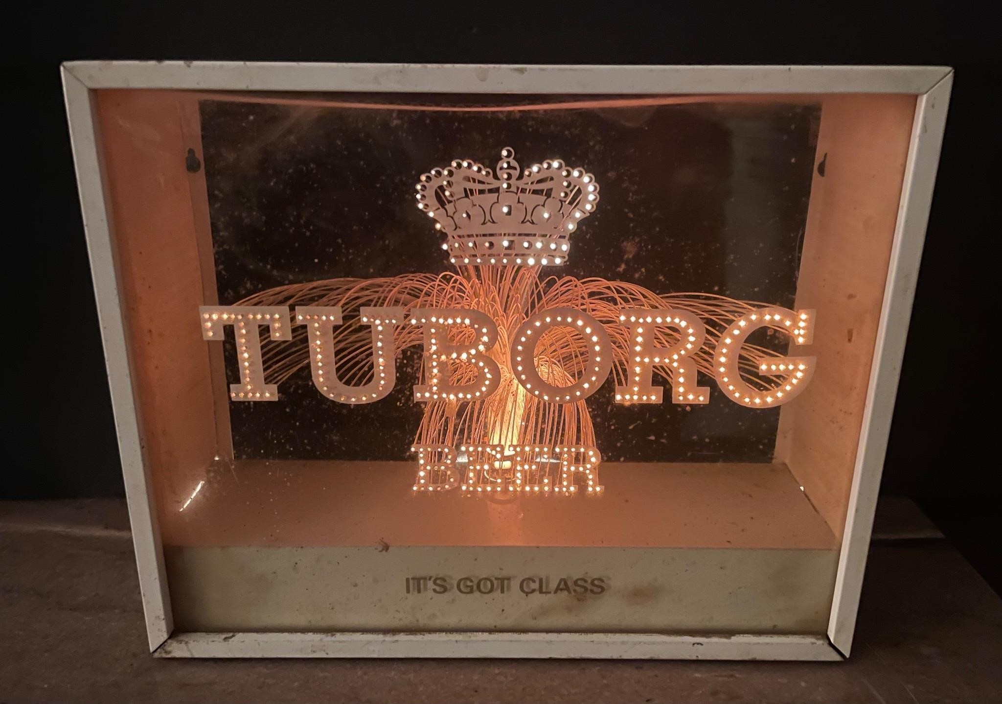 Vintage Tuborg Beer Fiber Optic Lighted Sign