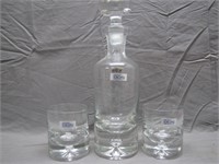 Hand Blown Toscany Bottle and Glass Set