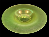 Iridescent Stretch Glass Vaseline Console Bowl