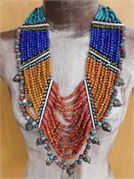 CEREMONIAL AFRICAN TRADE BEAD NECKLACE ROCK STONE