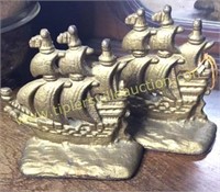 Cast iron ship bookends 6in
