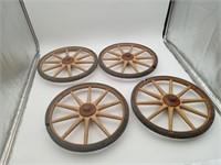 4 Wood Spoke Wagon Wheels Steel Rims