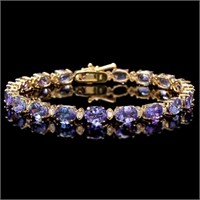 `14k Gold 17.00ct Tanzanite & 0.70ct Diamond Brace