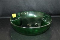 GREEN GLASS 11 1/2" CHIP AND DIP BOWL