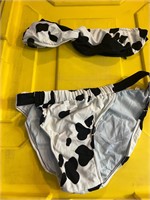 Vintage 2 Piece Bathing Suit Cow Print Strapless