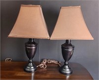 Pair Bronze Colored Table Lamps