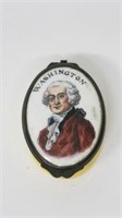 19TH C. BATTERSEA BOX WITH GEORGE WASHINGTON LID